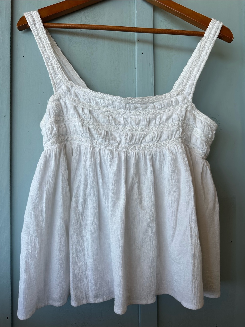 Neuflora Double Lined Smocked Square-Neck White Camisole Top Whimsy Cottage Core - Picture 4 of 10